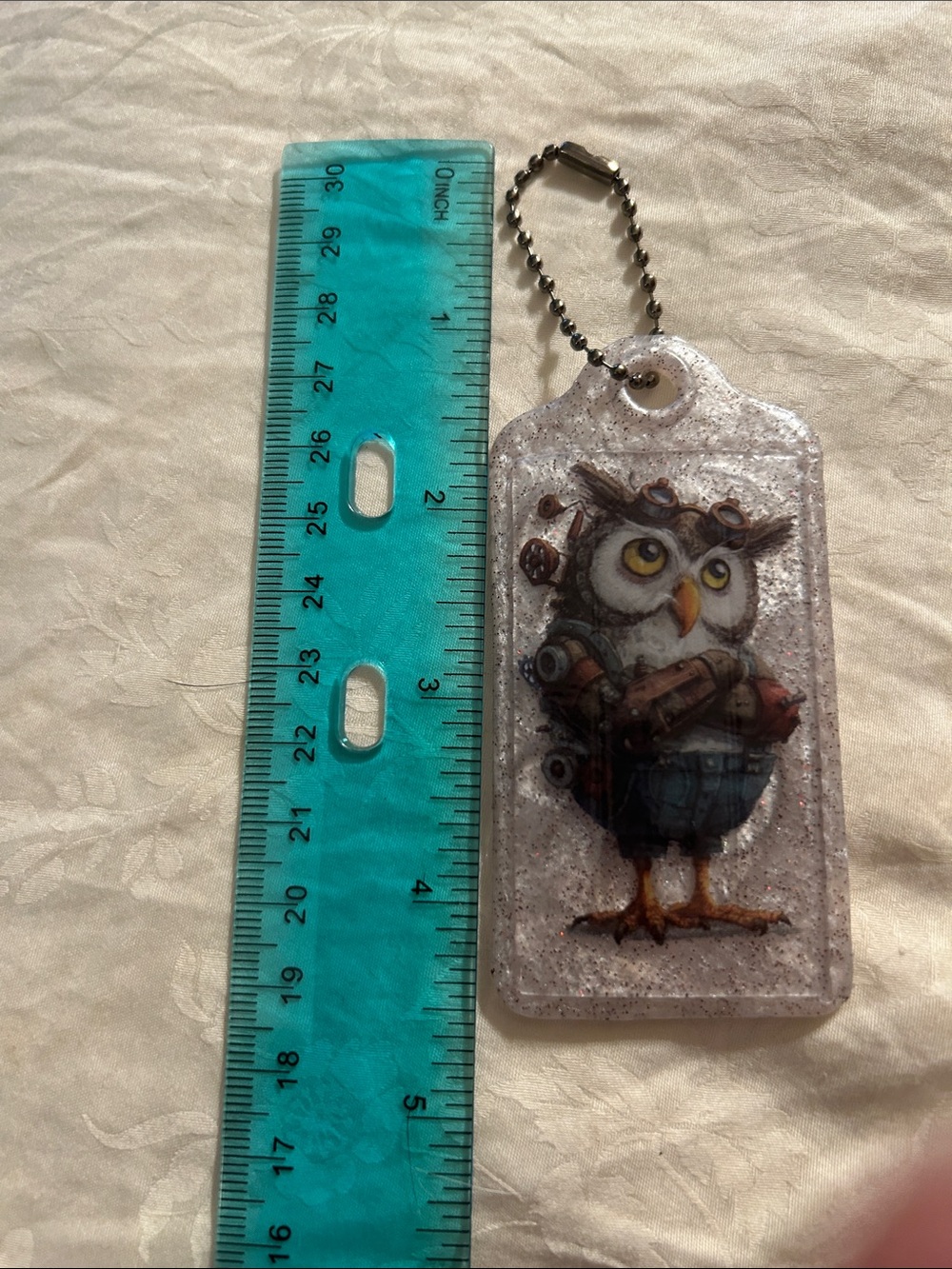 Mixed Charm Keychain Lot - Strawberry, Mandala, Blue Glitter Cherries & Owl Tag - Picture 3 of 3